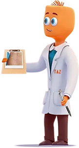 Taz holding picture of a patient with plaque psoriasis